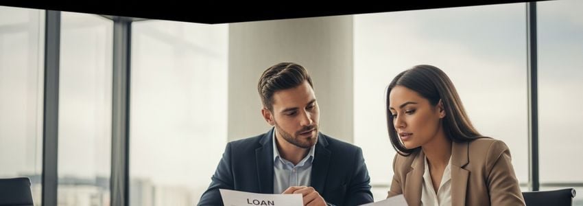Small business owners reviewing loan options in Katy, Texas