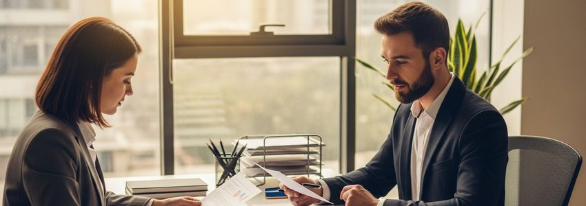 Small business owner and financial advisor reviewing loan options in Lincoln, Nebraska