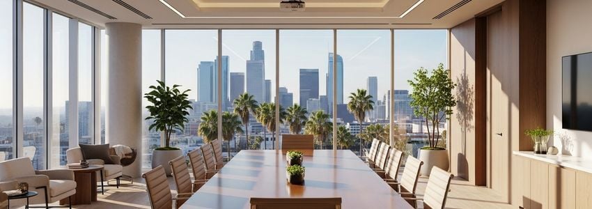 Small business owner reviewing financing options in Los Angeles office