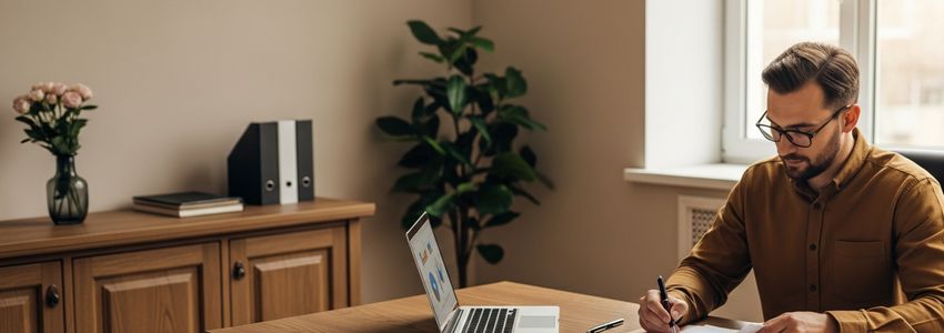 Small business owner in Maine reviewing financing options at their desk