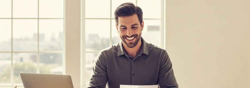 Small business owner reviewing loan documents in Modesto, California