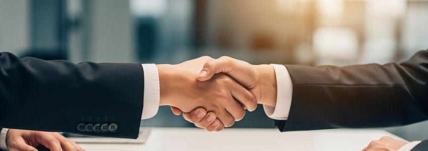 Business professionals reviewing loan documents in Newark, New Jersey