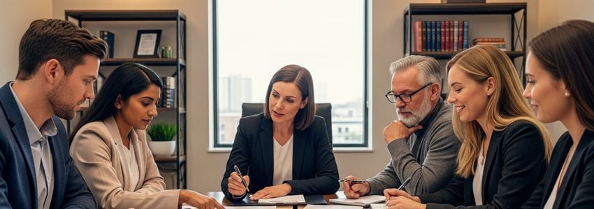Newport News Virginia small business owner reviewing financing options at a professional office desk