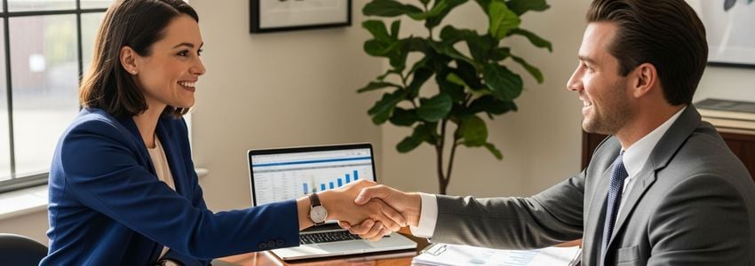 Business owners in Norfolk Virginia reviewing financing documents