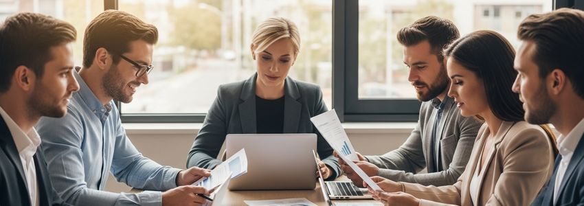 Small business owners in Raleigh, NC reviewing loan documents and financing options around a conference table