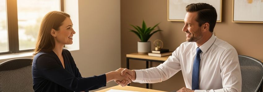 Small business owner and financial advisor reviewing loan options in Springfield, Missouri