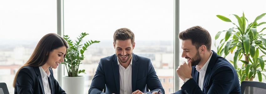 Small business owners in Visalia California reviewing financing options with a financial advisor