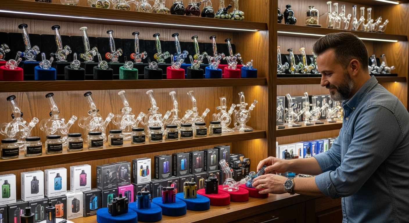 Smoke shop owner reviewing financing options with Crestmont Capital