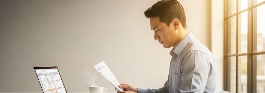 Business owner reviewing franchise loan documents