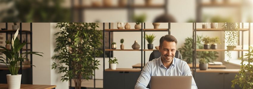 Small business owner reviewing LLC formation documents at a modern home office