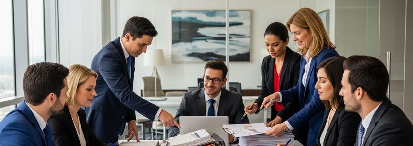 Business professionals reviewing [solidcore] franchise investment documents and financing options