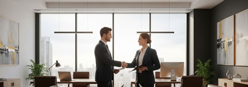 Business professionals reviewing spot factoring agreement and invoice financing terms
