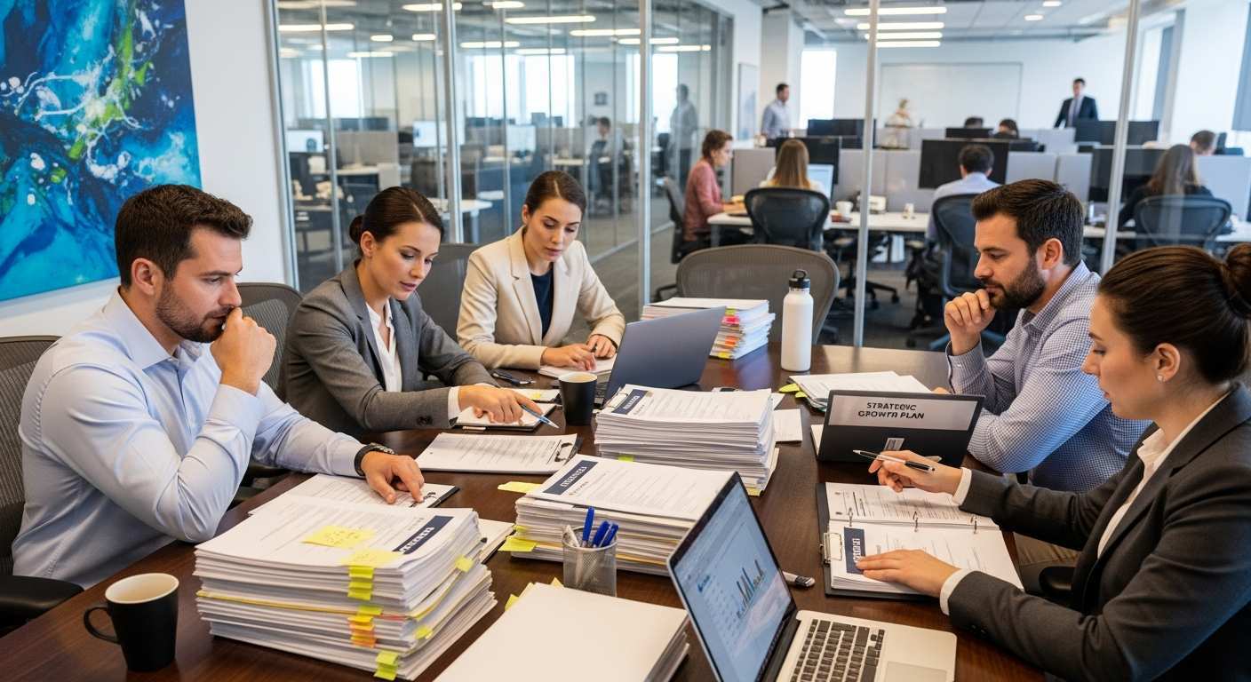 Staffing agency team reviewing candidate profiles