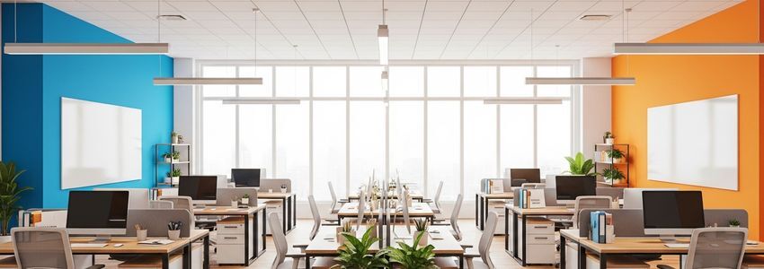 Staffing agency professional reviewing invoice factoring documents at a modern office desk with a laptop and stack of invoices