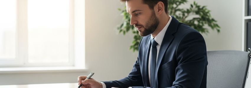 Business owner reviewing coffee franchise financing documents