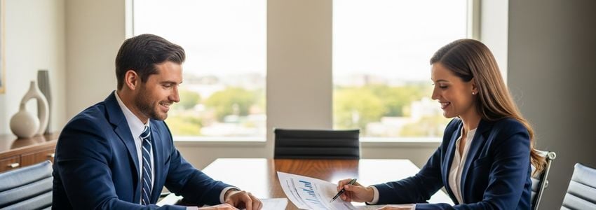 Business professionals reviewing startup cost estimates and financial planning documents
