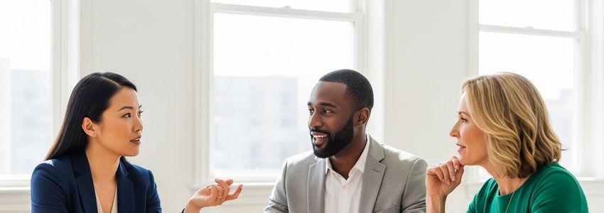 Small business team reviewing profitability charts and growth strategies at a conference table