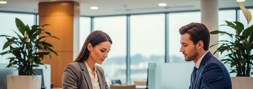 Business owners in different states reviewing loan applications and state lending data