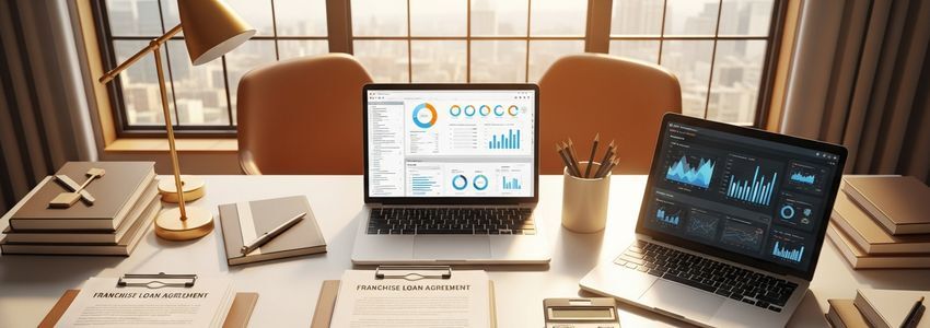 Franchise owner reviewing Steak n Shake franchise loan documents with a financial advisor
