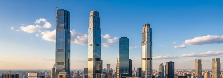 A modern financial district skyline representing subordinated debt and second lien business financing structures