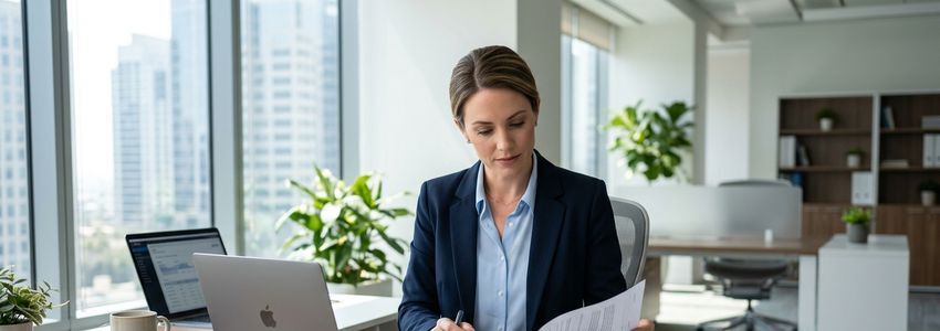 Business owner reviewing SureStay hotel franchise loan documents