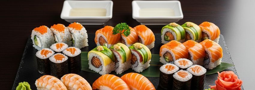 Fresh sushi platter at an upscale Japanese restaurant
