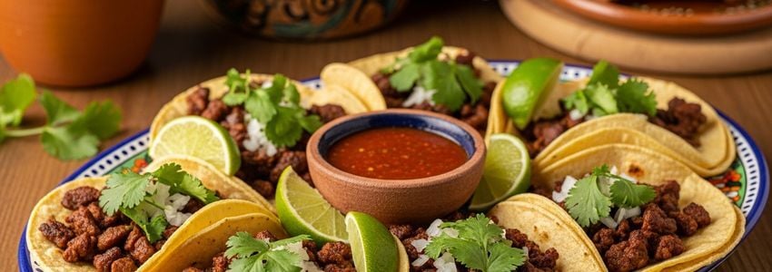 Colorful fresh tacos at a taco restaurant - taco restaurant business loans