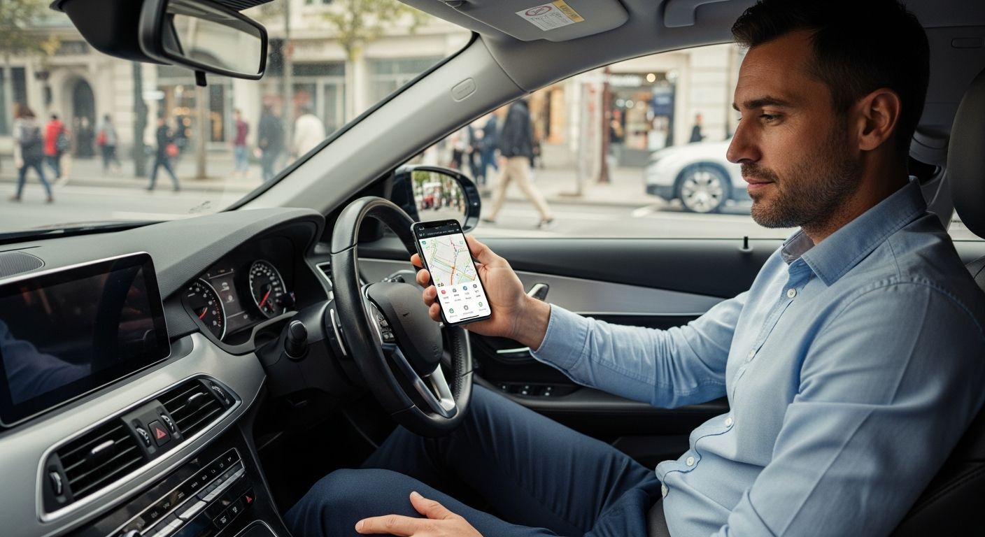 Rideshare driver reviewing financing options for their business