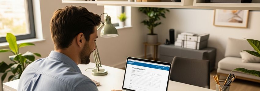 Small business owner using technology to apply for business funding online