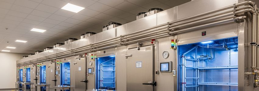 Commercial temperature-control refrigeration equipment in a professional facility