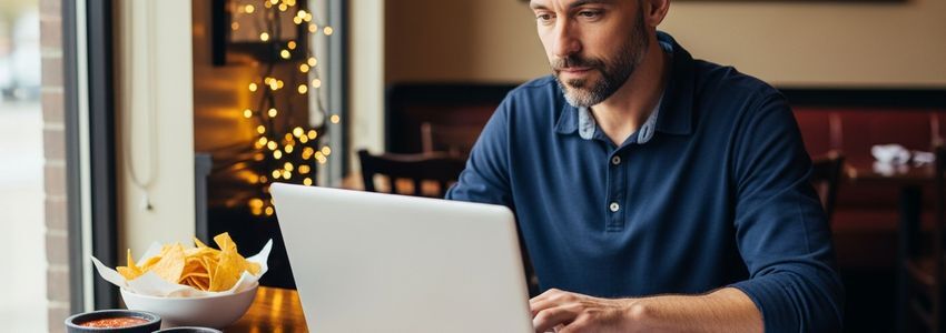 Tex-Mex restaurant owner reviewing business loan documents