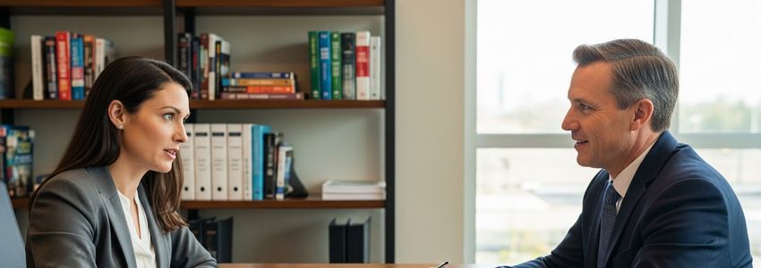 Textbook company business owner meeting with a financial advisor to discuss business loan options