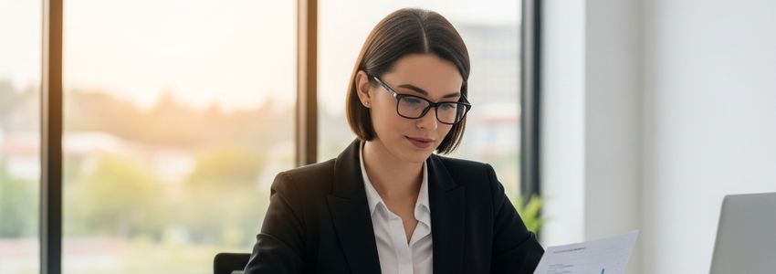 Small business owner reviewing financing documents at a Thousand Oaks office