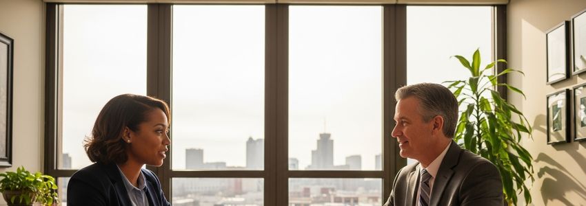 Tennessee small business owner reviewing financing options at a professional office desk