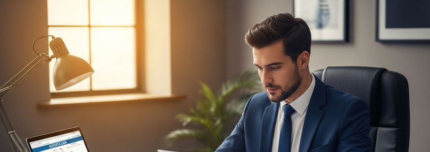 Business professional reviewing Togo's franchise loan documents at desk