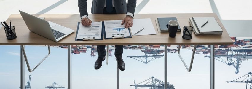 Small business owner reviewing trade finance documents