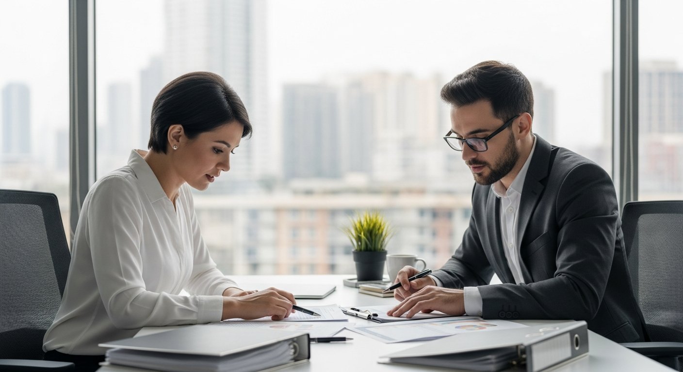 Business owner meeting with financial advisor to discuss loan repayment options