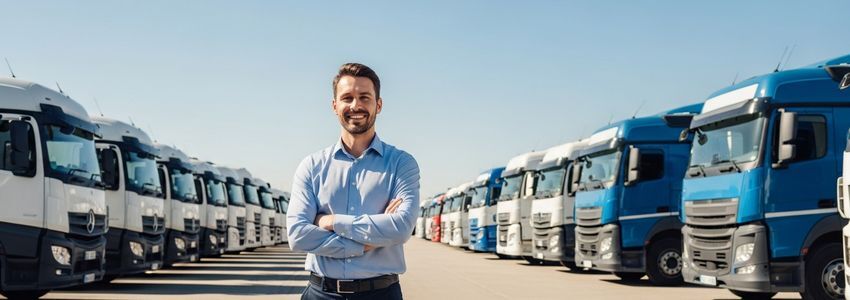 Truck fleet manager reviewing financing options for truck leasing company business loans