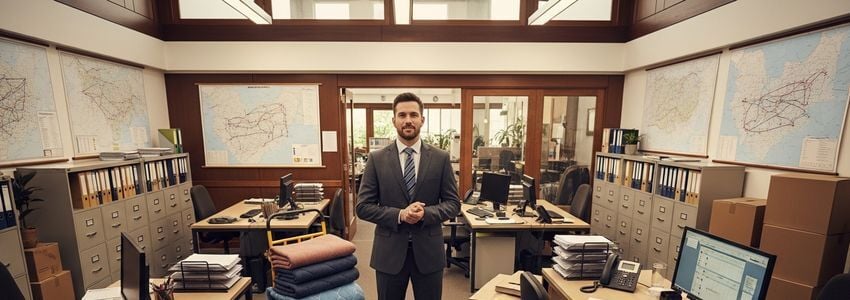 Business owner reviewing franchise loan financing documents in a professional office setting