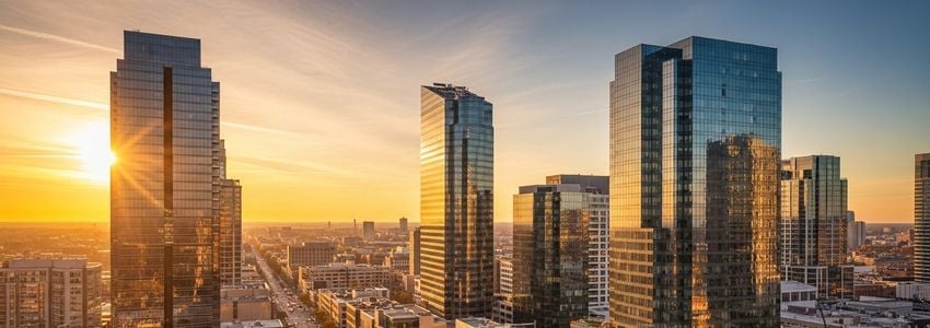 Types of commercial real estate loans - business district skyline