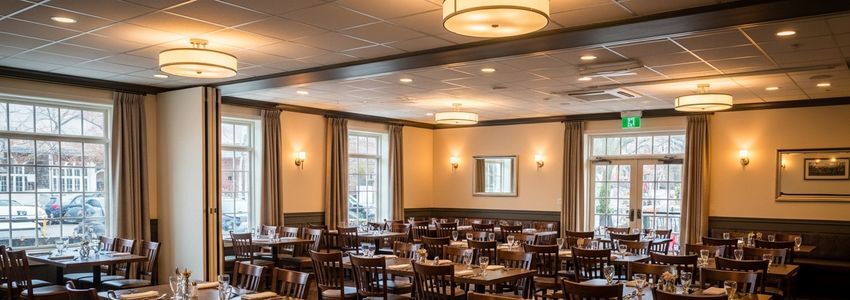Newly renovated private event dining room showing how underused commercial space can be transformed into a revenue-generating area