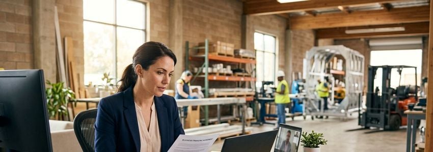Small business owner reviewing financing options with a lender during a labor strike disruption