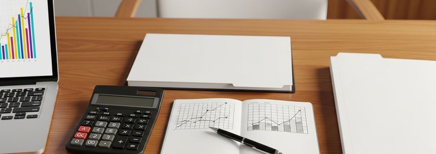 Small business owner managing unpaid invoices and financial documents at a professional office desk