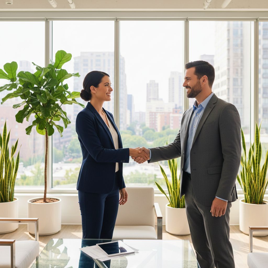 Small business owner shaking hands with a lender after unsecured loan approval