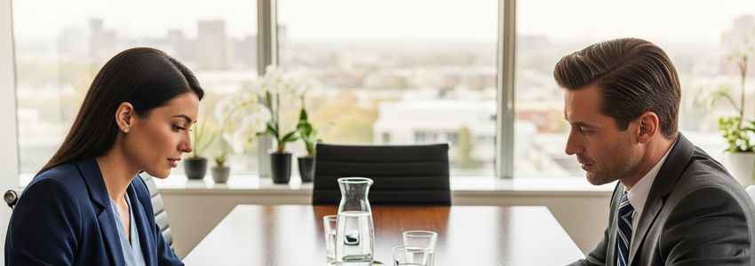Financial advisor and business owner reviewing unsecured loan options and interest rates at a conference table