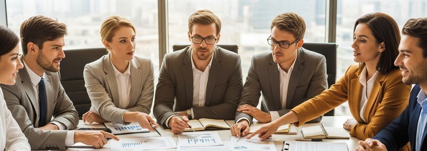 Business professionals discussing unsecured loan options at a conference table