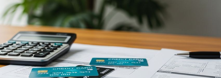 Business professional reviewing unsecured line of credit options at a modern office desk