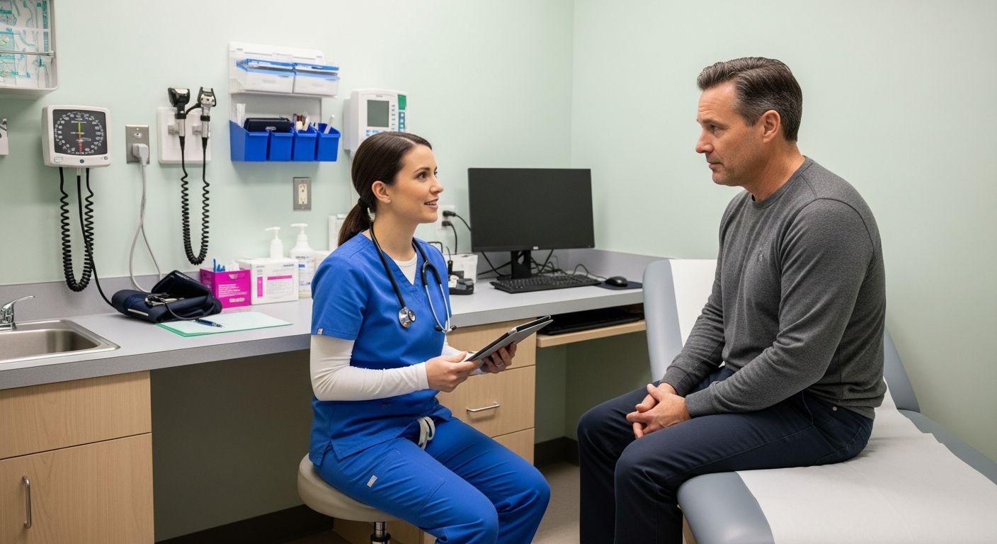 Urgent care clinic nurse practitioner consulting with patient - urgent care financing