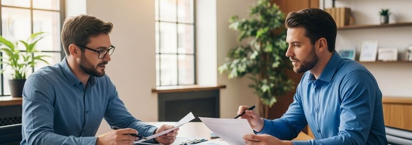 Business owner reviewing efficiency improvements with financing