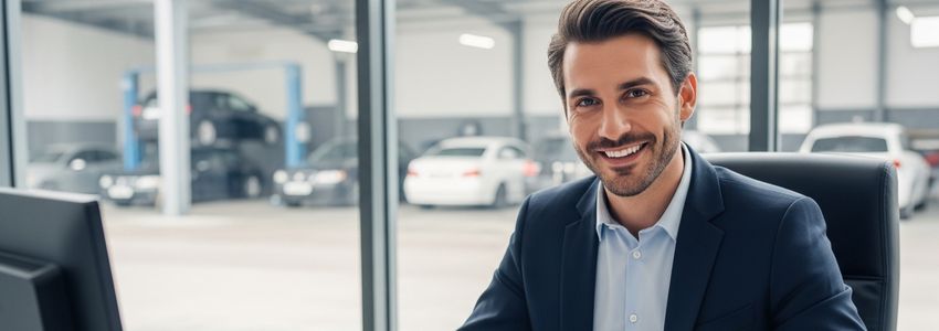 Franchise owner reviewing Valvoline financing documents in auto service office